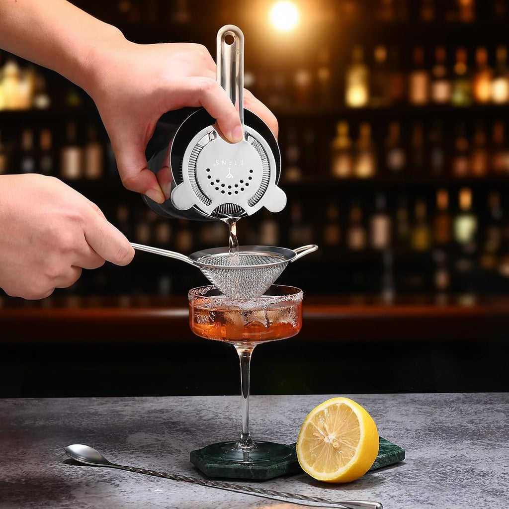 Cocktail Strainer Set - Bar tools Stainless Steel Includes Hawthorne Strainer, Julep & Fine Mesh Cocktail Strainers - Set of 4