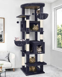 Heavy Duty Cat Tree, 74in Sturdy Cat Tower for Large Cats Adult, Big Cat Tree with 7 Sisal Scratching Posts
