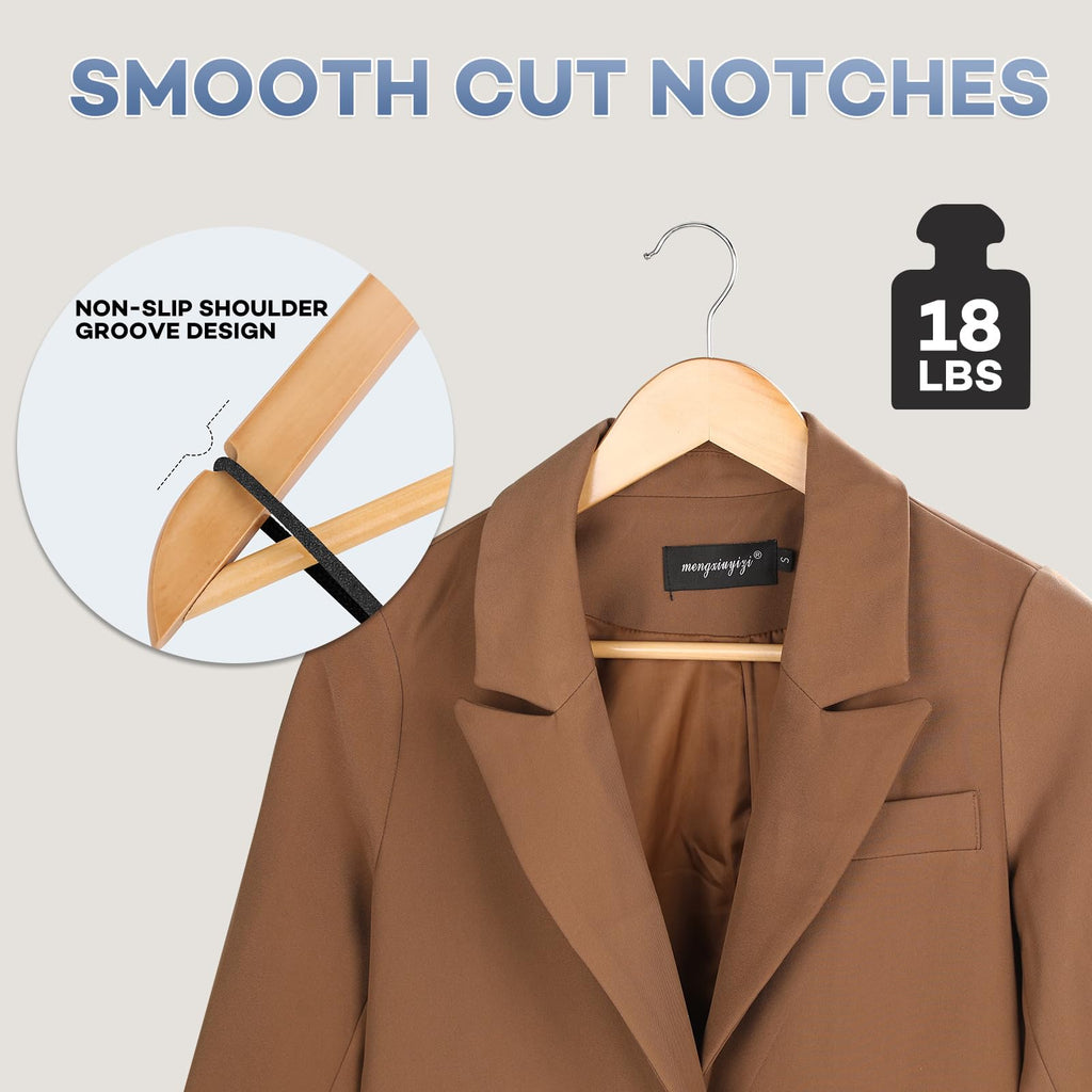Wooden Hangers 100 Pack, Heavy Duty Wood Hangers for Coats, Suits