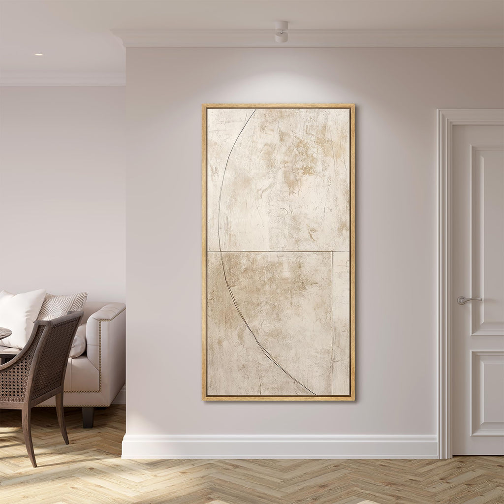 Extra Large Framed Canvas Geometric Abstract Line Design Modern Minimalist Illustrations Modern Art Calm Warm