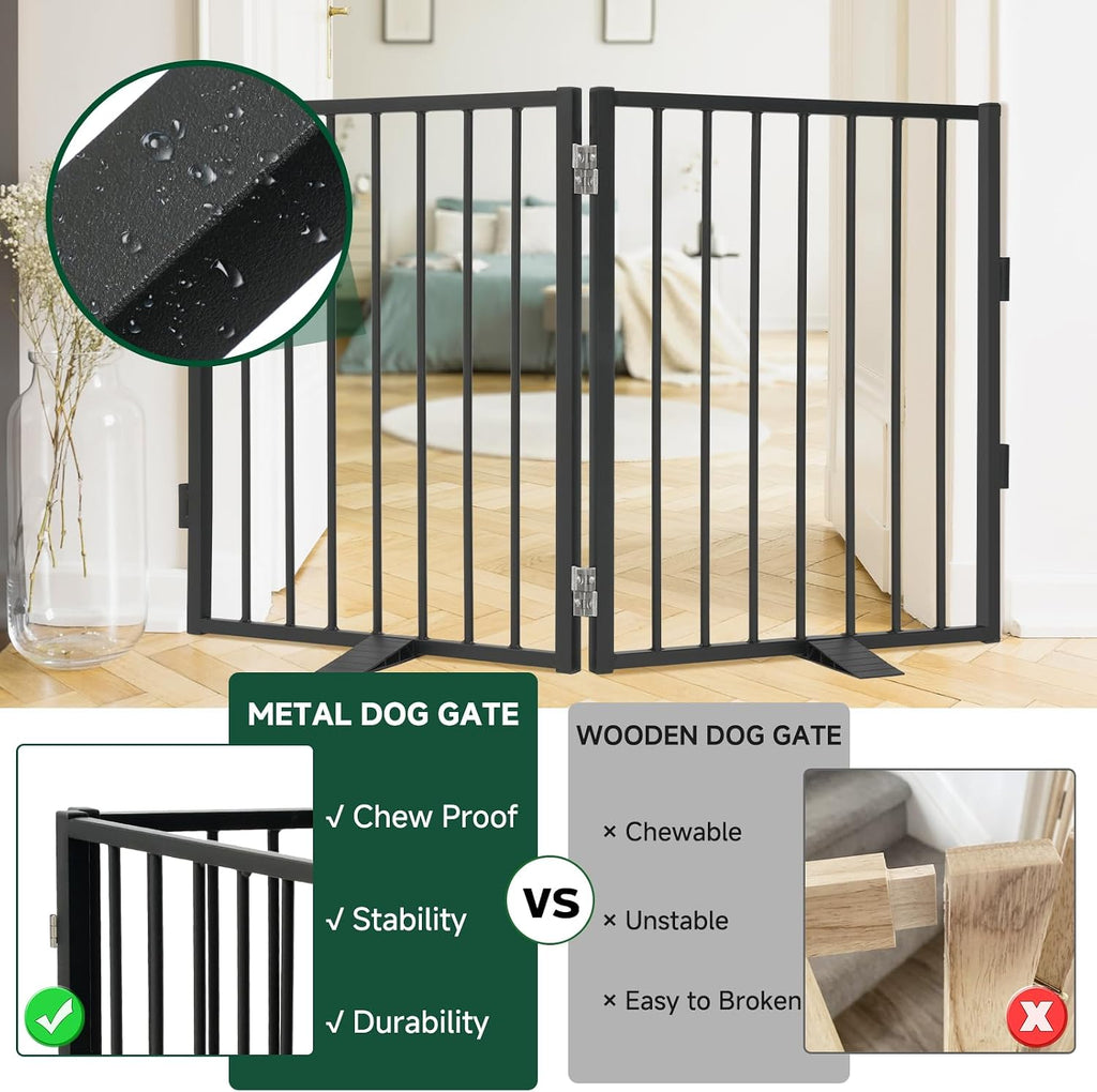 Paw Freestanding Dog Gate, 40" W x 32" H, 2-Panel, Black