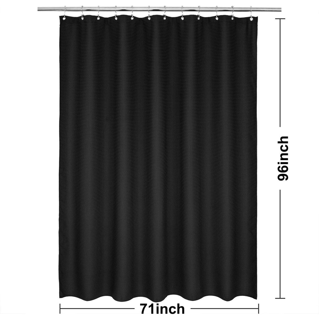 71x96 Extra-Long Waffle Weave Shower Curtain Black
