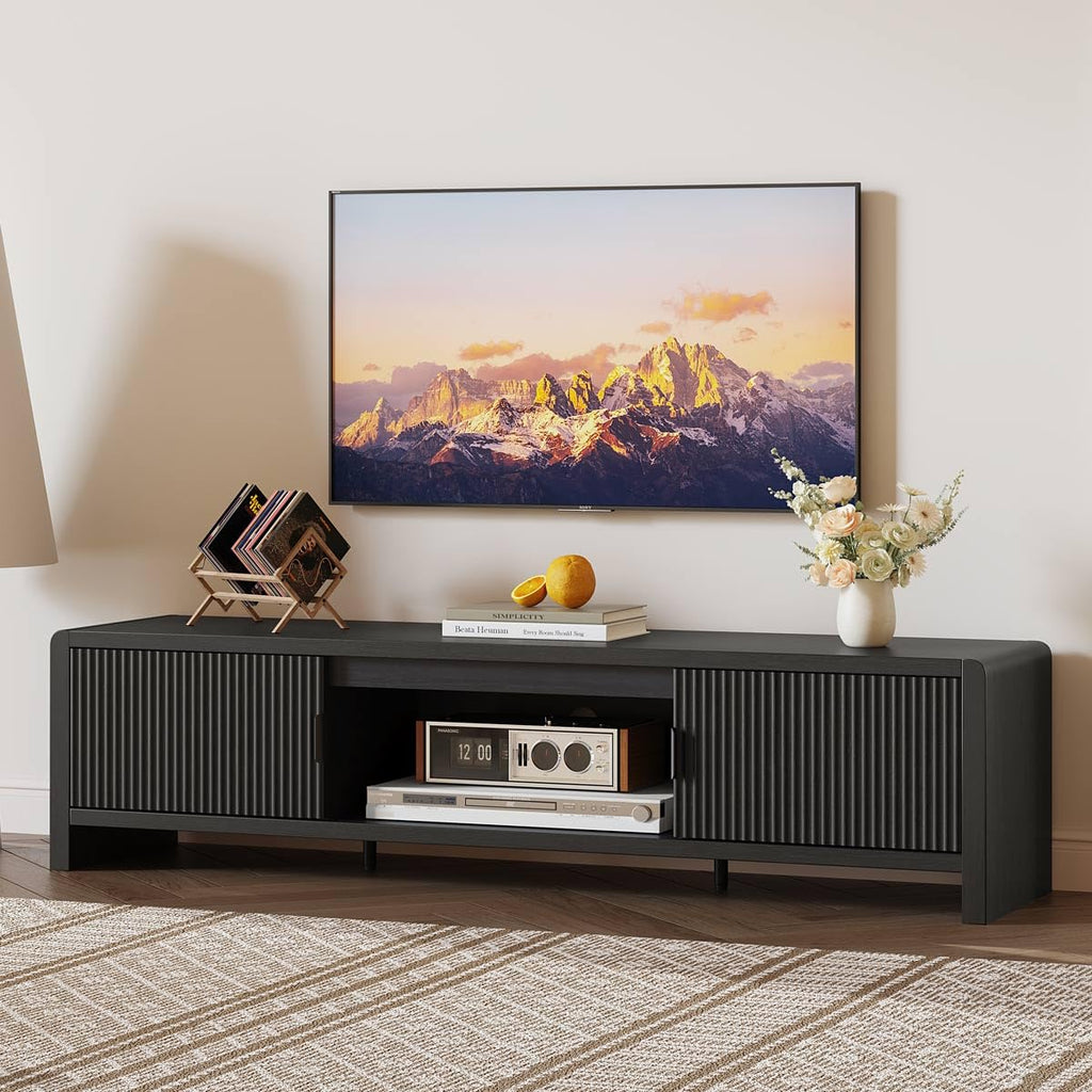 TV Stand for 75/65/55 Inch TVs, Mid Century Modern Entertainment Center with Storage, Wooden Television Media Console