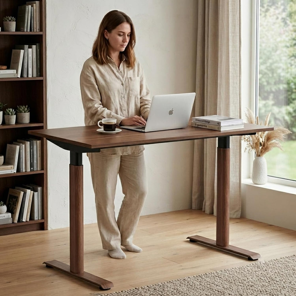 Dual Motor Standing Desk Frame,Sit Stand Desk Base Only,Walnut | Whisper-Quiet Dual Motors, 264 lb Capacity, Fits