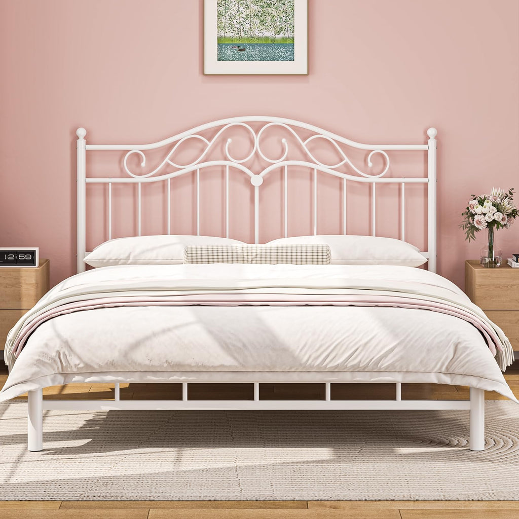 Headboard Only, Vintage Metal Headboard for Bed White