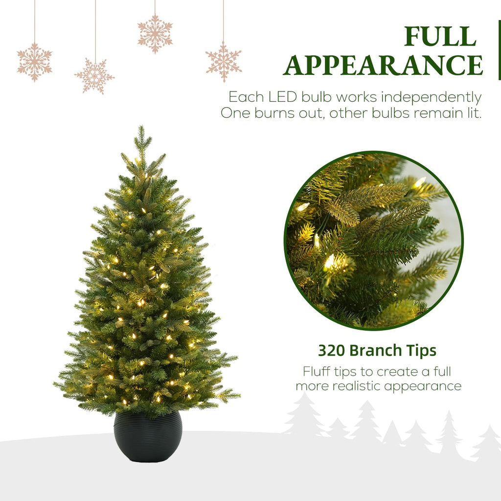 3 ft Prelit Potted Christmas Tree for Easy Decorating