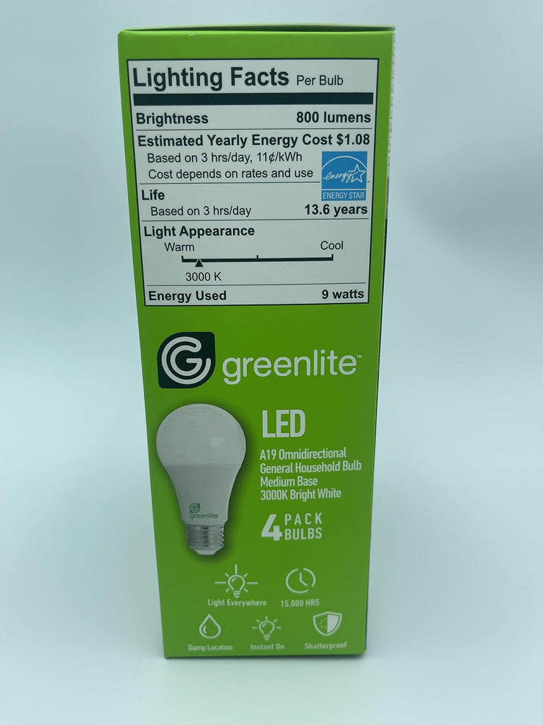 4 Pack 9W LED 60W Equivalent, Non-Dimmable Light Bulb