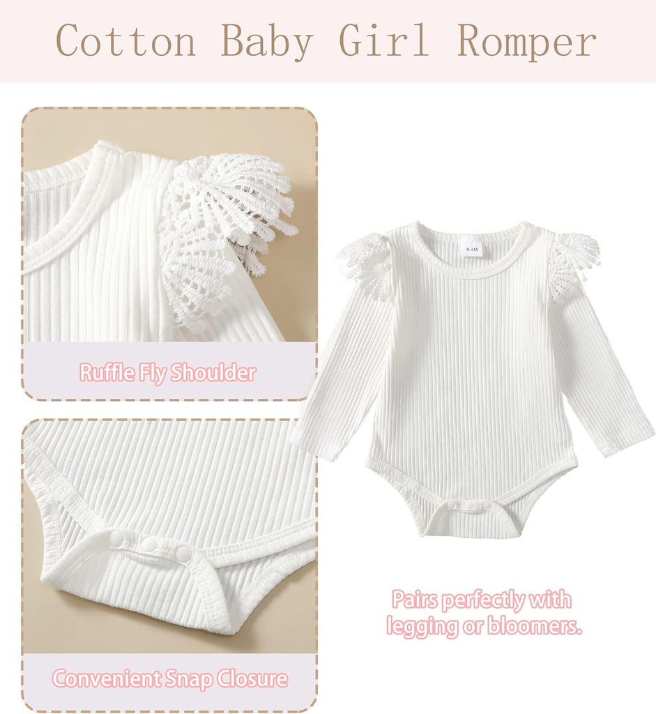 Newborn Baby Girl Clothes Toddler Long Sleeve Ruffle Romper Top Infant Skirt Set Little Girl Overall Dress