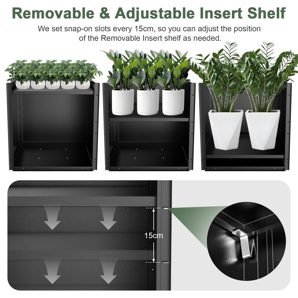 Metal Planter Box for Outdoor Plants 26" L x 26" W x 26", Heavy Duty Steel Large Square Planter Box with Removable