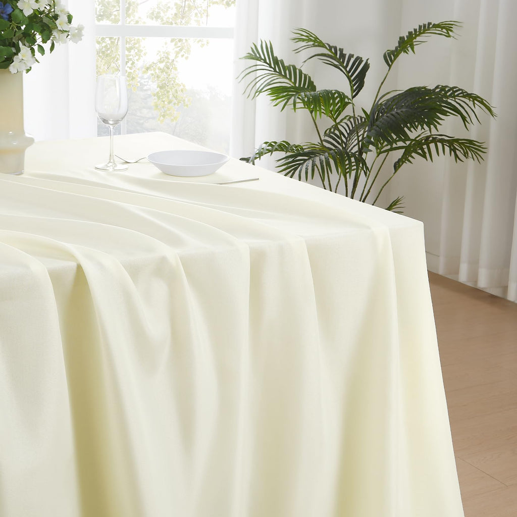 2 Pack Ivory Rectangle Tablecloths 90x132 Inch for 6ft Tables