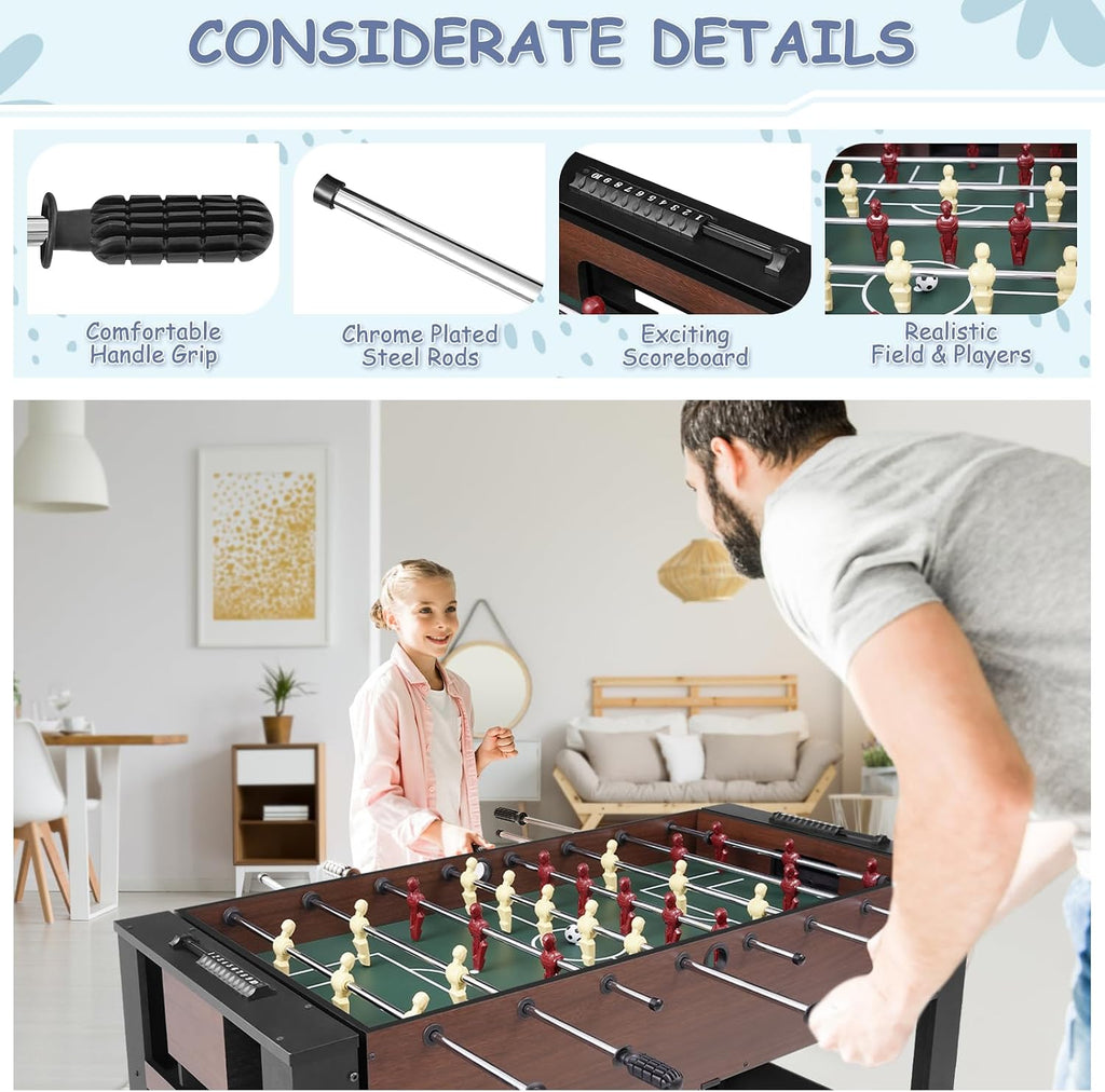 54" 4-in-1 Swivel Multi Game Table - Combo Game Table Set for Youth, Adults - Indoor and Outdoor Arcade Sports Table