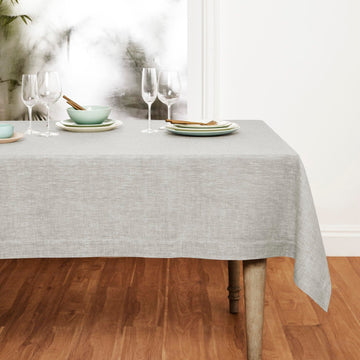 100% Pure Linen Rectangle Tablecloth 60 x 120 in, Oyster Grey