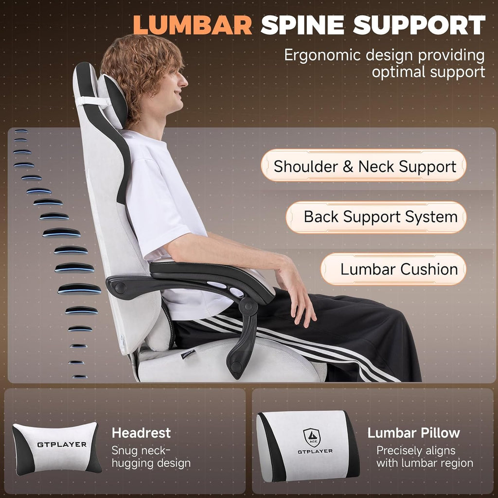 Gaming Chair with Footrest, Ergonomic Office Chair 400lbs Heavy Duty, Big and Tall Computer Desk Chair with Lumbar