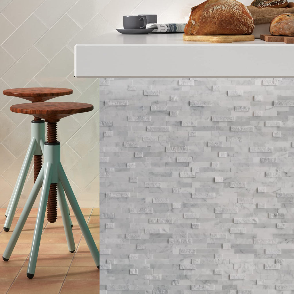 5-Sheet Peel and Stick Mosaic Natural 3D Stone Self Adhesive Marble Tiles, 11.5" x 10.7" Stick on Backsplash Bathroom