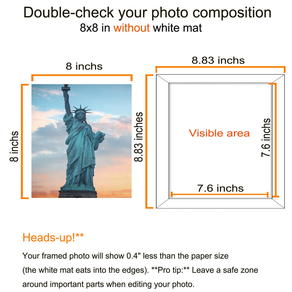 8x8 Picture Frame Set of 10, Display Pictures 8x8 Prints Without Mat, Tabletop or Wall Mounting, Black