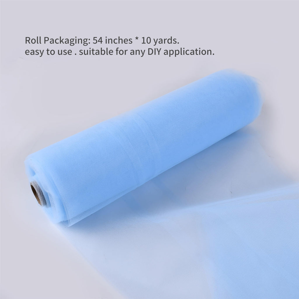 54" by 10 Yards (30 ft) Blue Tulle Fabric Rolls for Wedding Party Baby Shower Decoration Tutu Tulle Bolt DIY Wraping