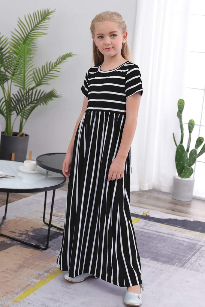 Girls Modest Casual Maxi Dress with Pockets