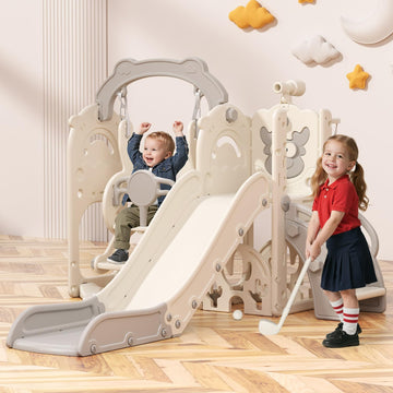 Toddler Slide and Swing Set, 7 in 1 Indoor Outdoor Toddler Playset