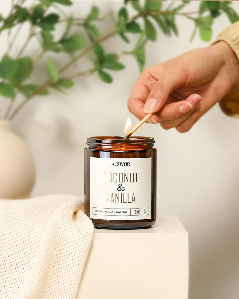 Coconut Vanilla Candles - 9 oz Scented Candles - Set of 9