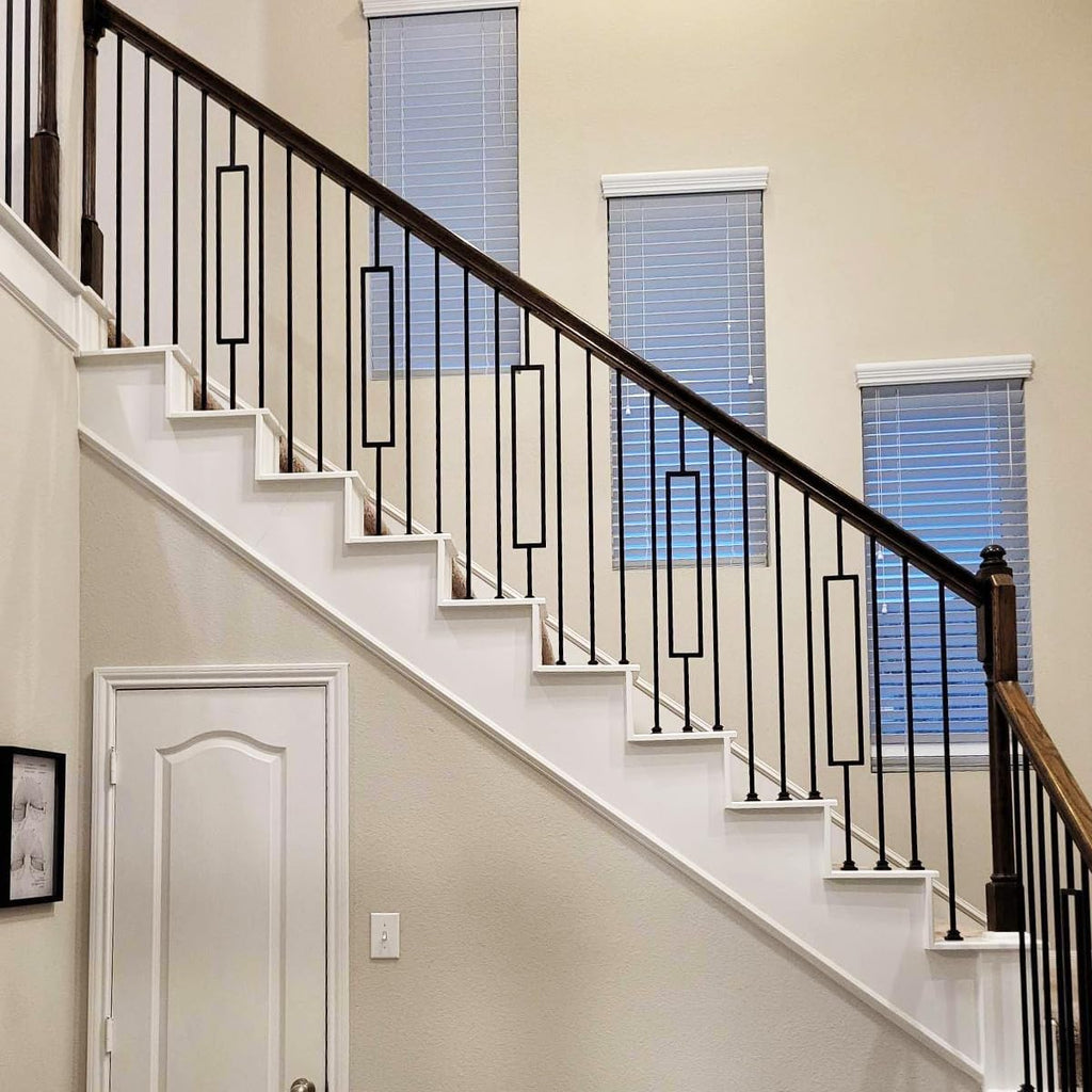 Stair Parts 1/2" Plain Bar Iron Balusters - Contractor Pack of 15, 1/2" x 44" Hollow Metal Stair Spindles, Modern