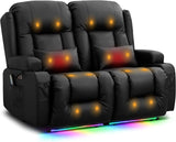 Power Loveseat Recliner Sofa - Home Theater Seating with Massage & Heat Faux Leather RV Recliner Loveseat Sofa