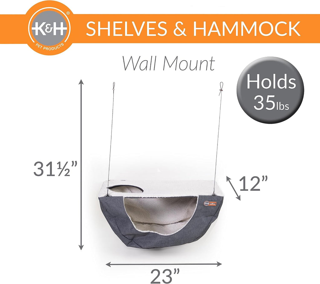 Wall Mount Cat Shelf & Hammock for Large Cats, Kitten & Adults, Feline Wall Tree Furniture Activity Center Playground