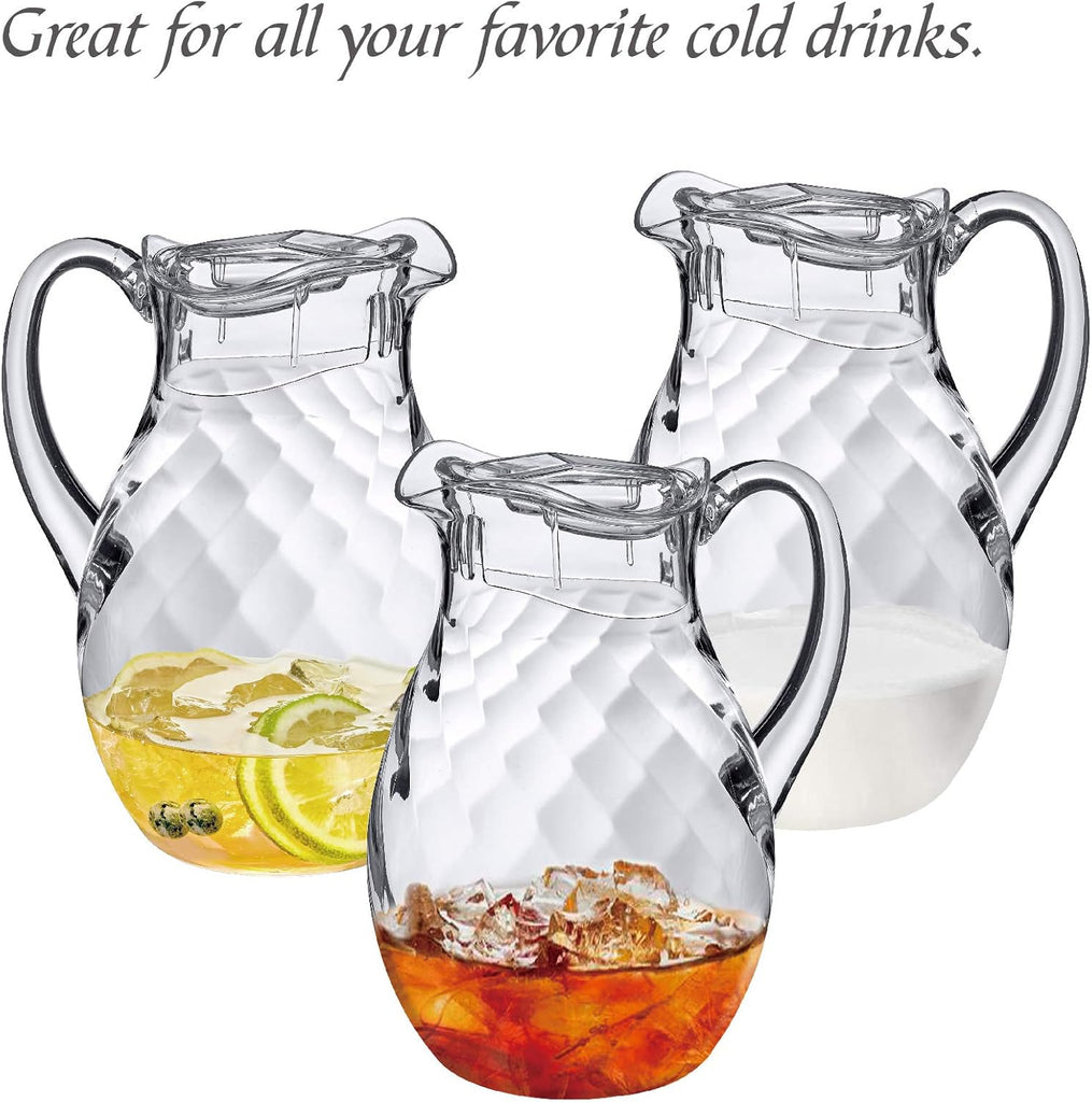 Bubbly Whirly - Plastic Pitcher (64 oz, 2 Quart), Clear Water Pitcher with Lid, Fridge Jug, BPA-Free, Shatter-Proof