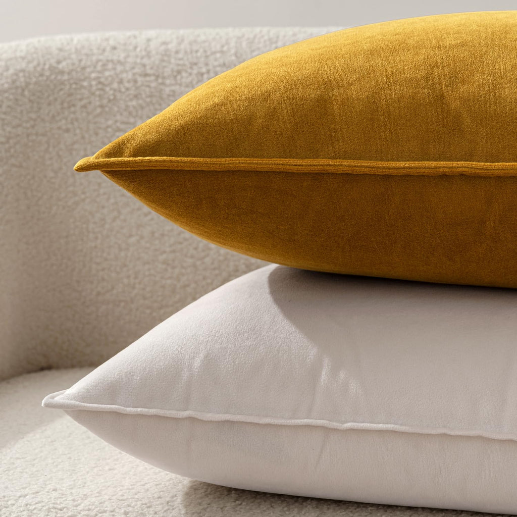Decorative Mustard Yellow Velvet Throw Pillow Covers for Couch 20x20
