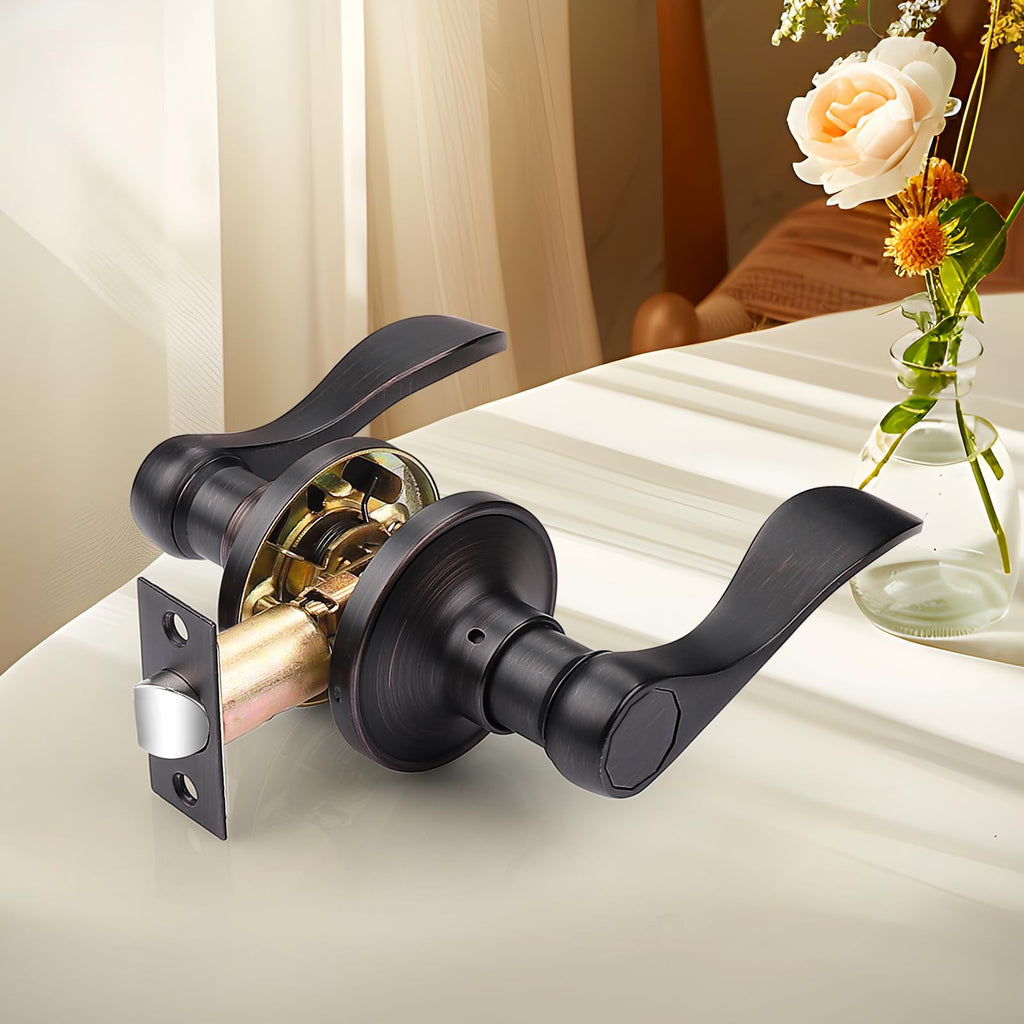 Passage Hall Closet Door Lever Handle Lockset Keyless Oil Rubbed Bronze Leversets 6 Pack