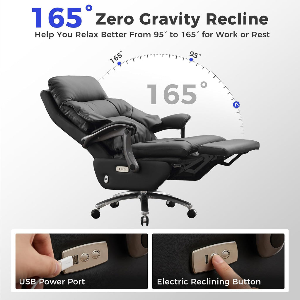 Electric Recliner Chair Big and Tall Office Chair High Back Executive Chair with USB Ports Ergonomic Gaming Chair
