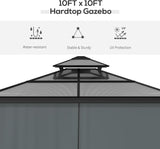 10' x 10' Hardtop Gazebo Canopy with Polycarbonate Roof, Aluminum Frame