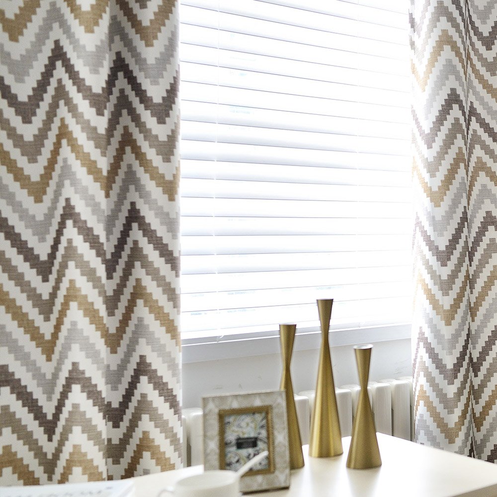 Chevron Grommet Top Window Curtains, 52 by 84 Inch, Coffee (1 Panel)