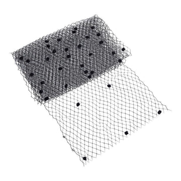 2 Yards Mesh Veil Black Veil Neting Fabrics with Small Ball 9.84 Inch Wide Bridal Wedding Veils Net Birdcage Veils