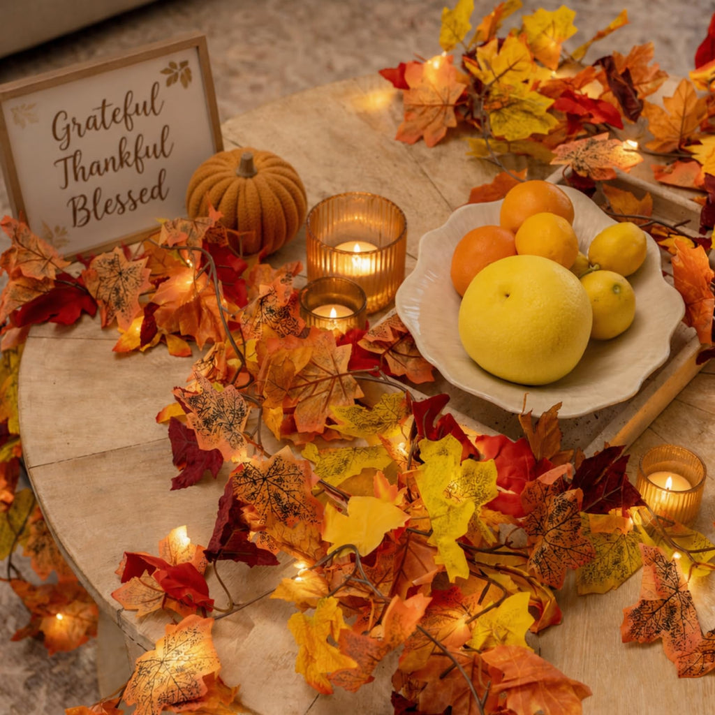 6 Pack Fall Leaf Garland, Total 35Ft Artificial Maple Leaf Autumn Garland Fall Leaves Hanging Vines Fall Maple Leaves