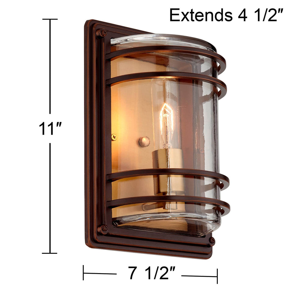 Habitat 11" High Bronze Rustic Outdoor Wall Light Fixtures Set of 2