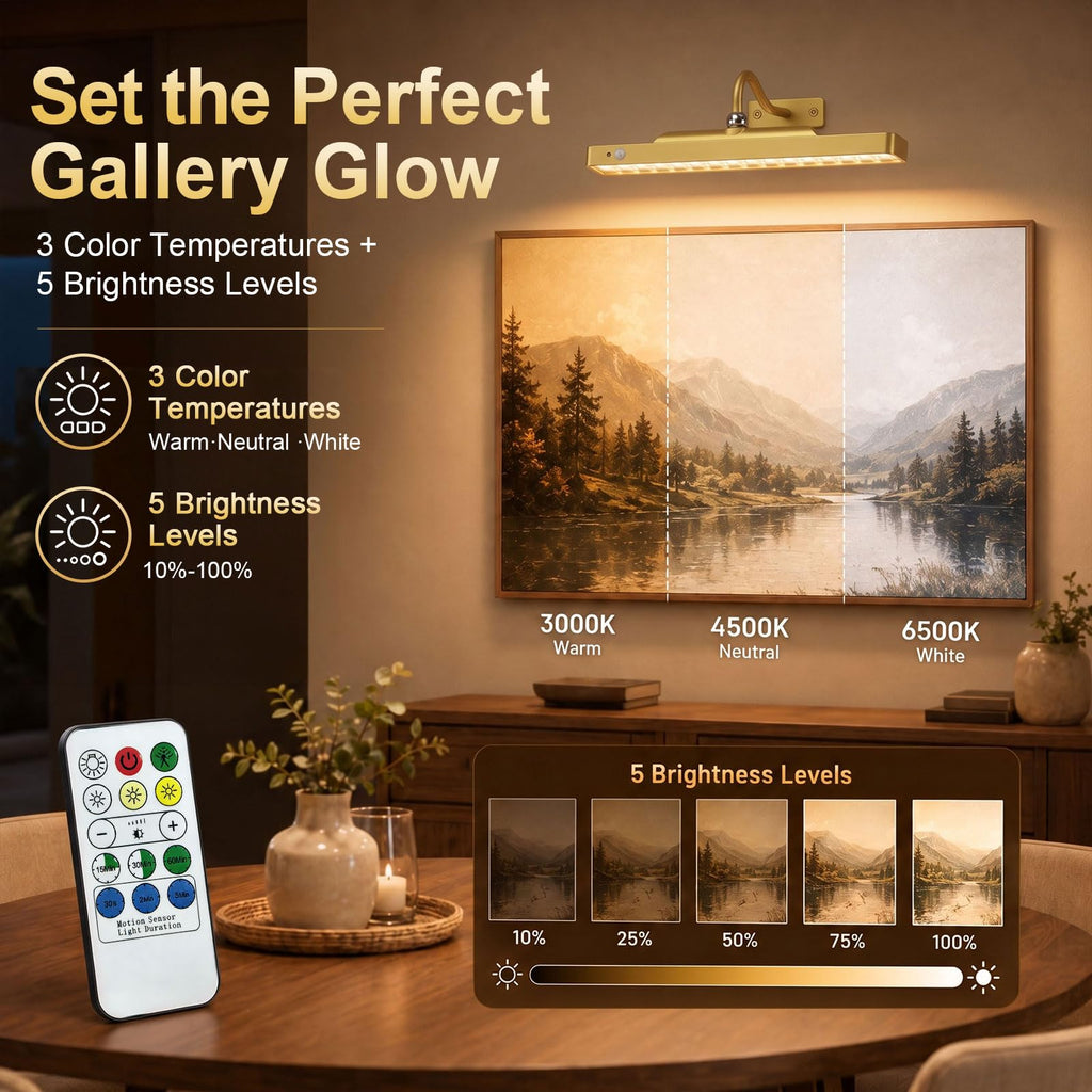 Picture Lights for Wall, Rechargeable Motion Sensor Art Light