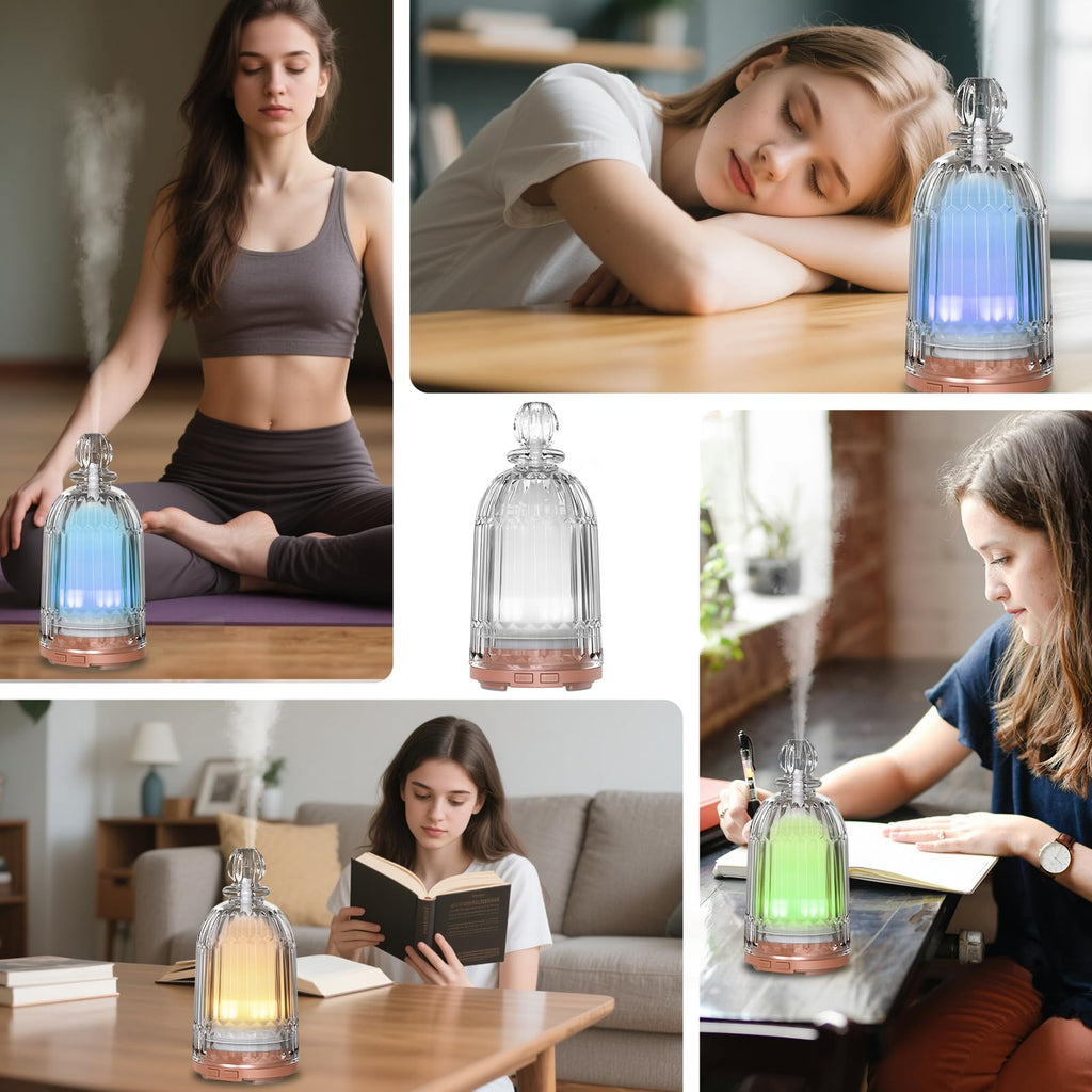 120ml Glass Essential Oil Diffuser, Ultrasonic Aroma Diffuser Glass Cover & Plastic Reservoir with Auto Shut-Off 7
