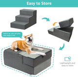 Large Dog Stairs for High Beds - Extra Wide Pet Steps for Large Dogs to Get on Tall Bed 3 Deep Step Cat Ramp for Couch