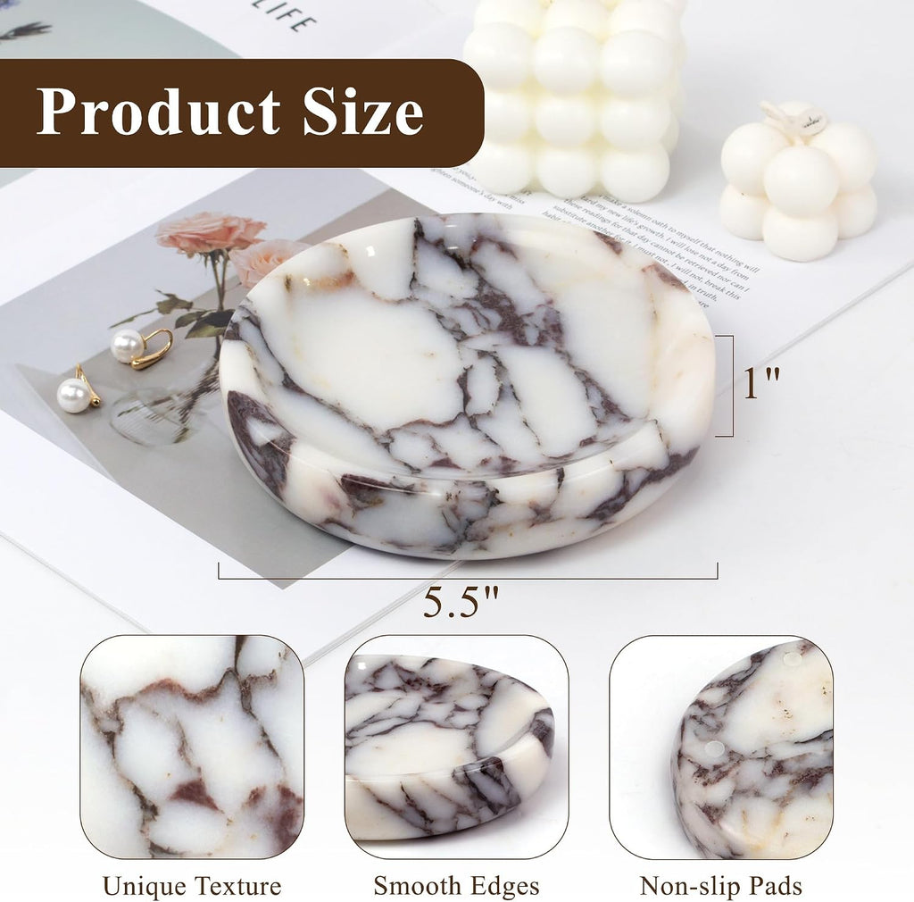 Marble Jewelry Dish, Round Ring Dish, 5.5 Inch, Calacatta Viola