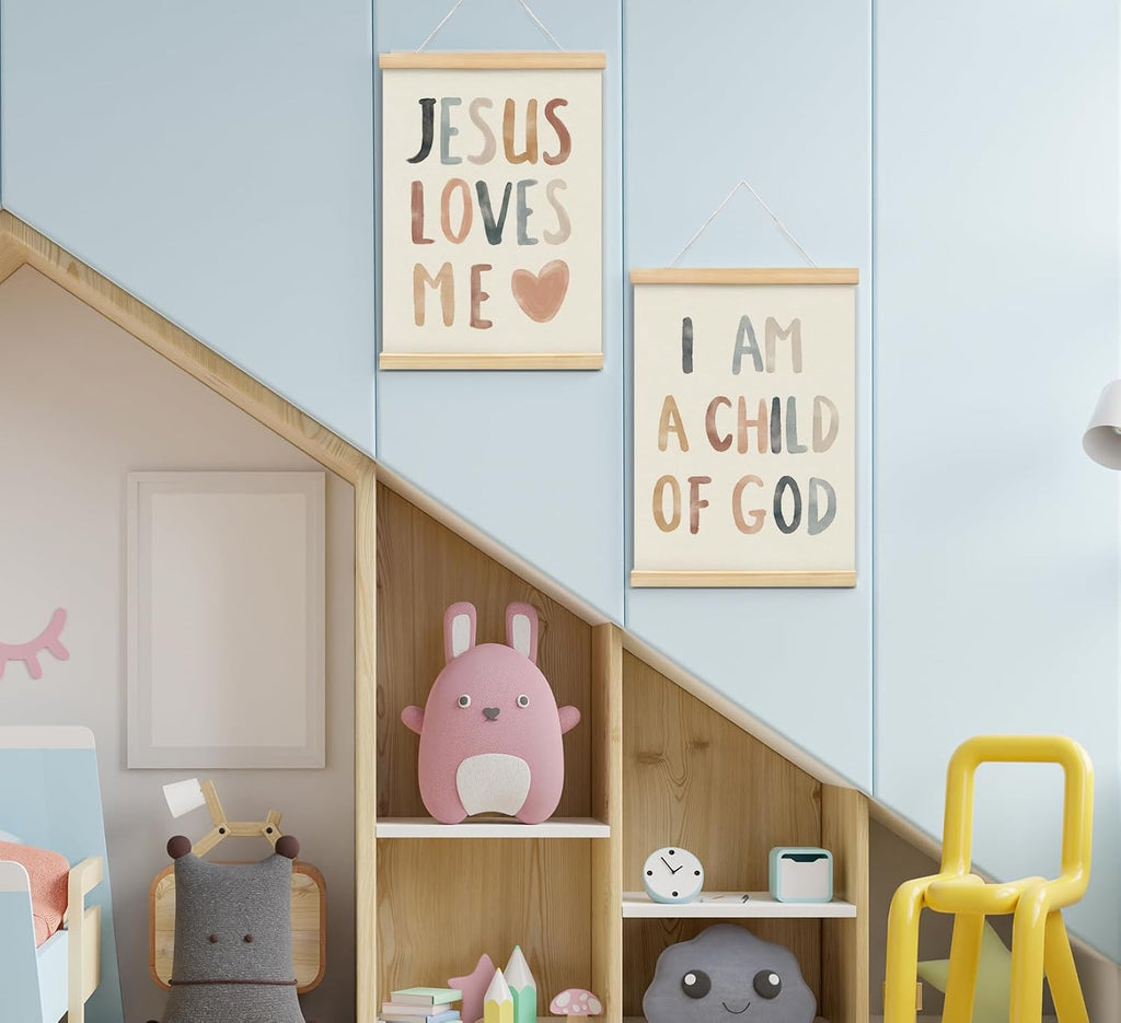 Christian Jesus Nursery Wall Art Decor, 12x16 Inch Set of 2