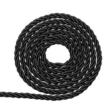 Twisted Cord Trim, 3mm/11 Yard Trim Cord Rope 3-Ply Polyester Silk Twine Braided Rope Decor Graduation, Black