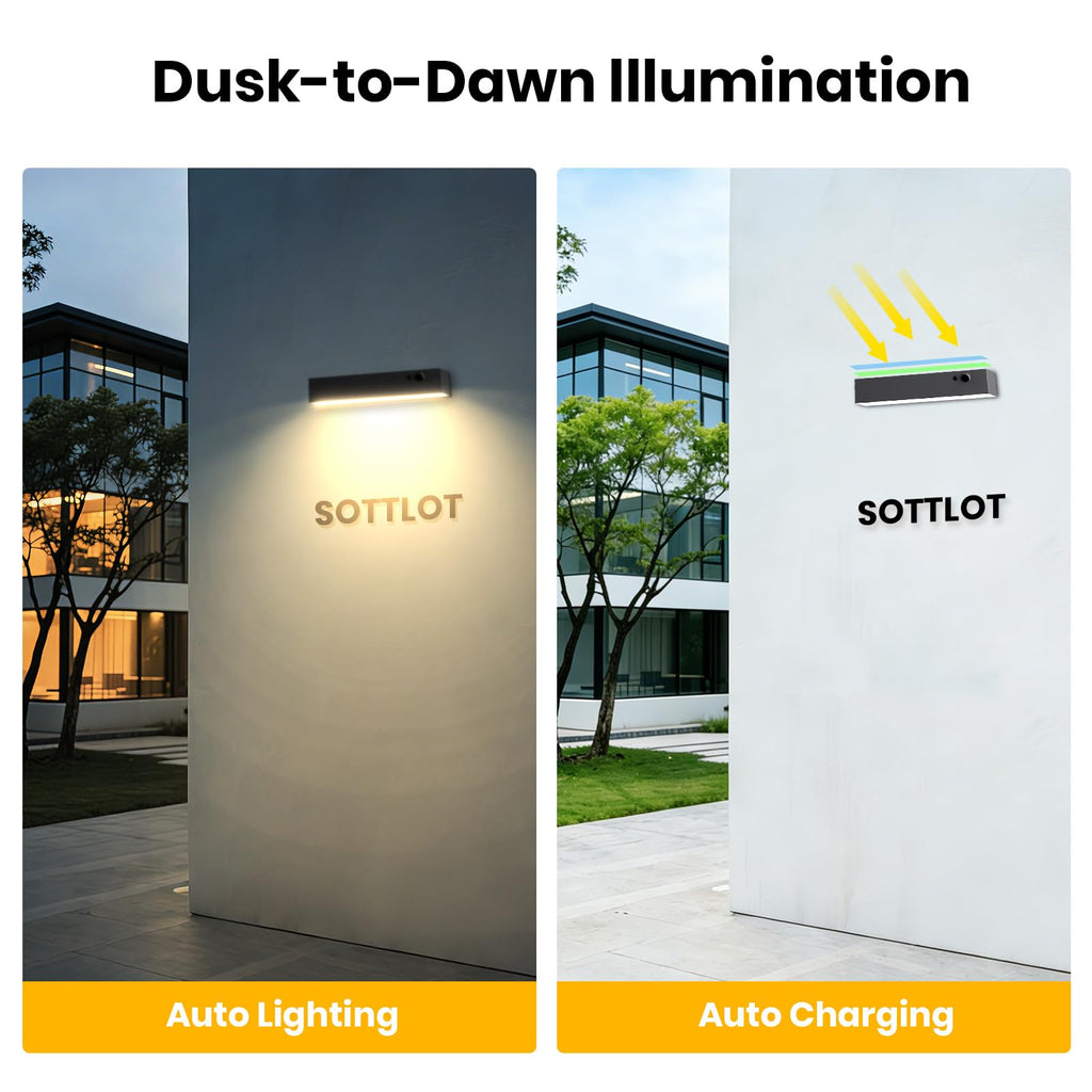 Solar Wall Lights Outdoor, 2Pcs Solar Lights with Motion Sensor