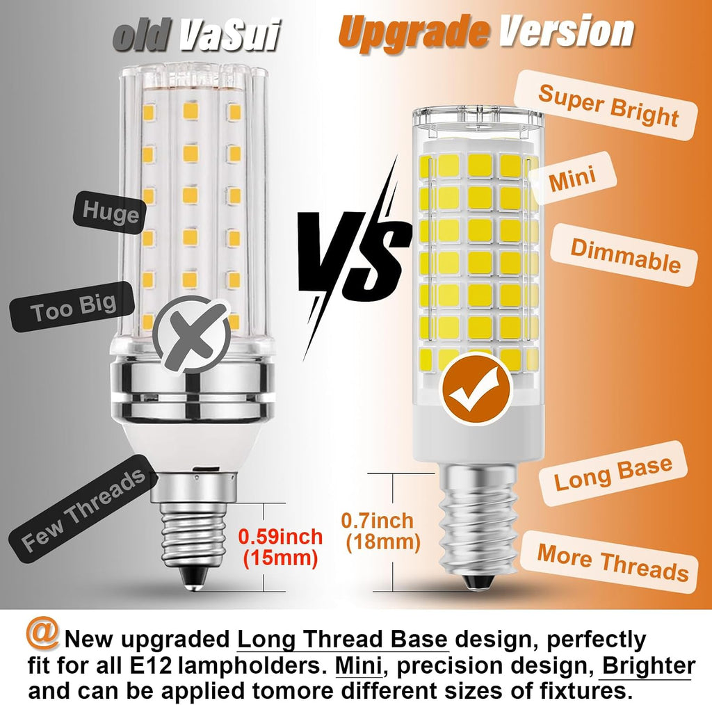 E12 Candelabra LED Light Bulbs 60W Equivalent, 6000K Daylight White, Dimmable LED Chandelier Bulb, 6W 600Lumens