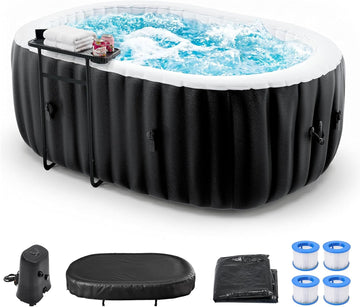 Inflatable Hot Tub, Portable Outdoor 75x47x25 Inch Spa with Air Jets | Durable PVC Blow Up Hot Tub for Backyard