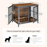 Heavy Duty Dog Crate Furniture, 31.5" Wooden Indoor Kennel with 3 Doors