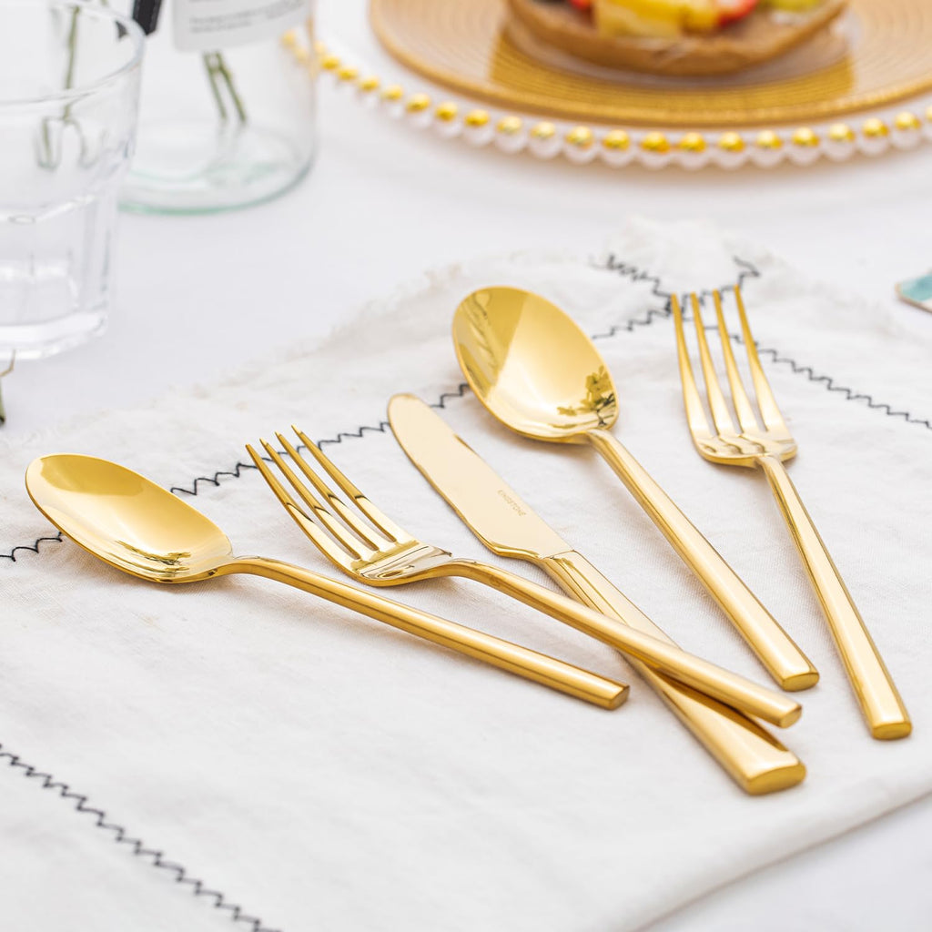 Gold Silverware Set for 4, 20-Piece Stainless Steel Flatware Cutlery Set