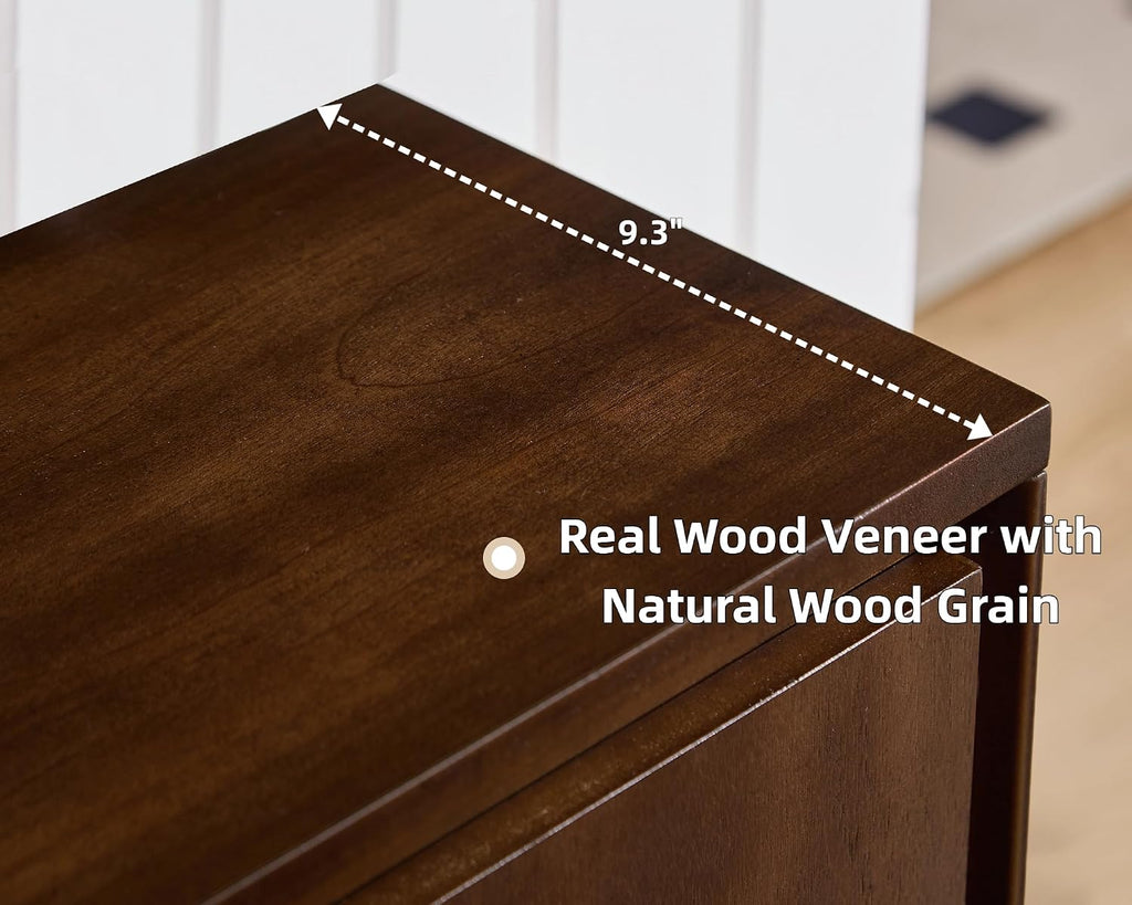 Real Walnut Veneer Sideboard Buffet,Narrow Entryway Storage Cabinet | Walnut Credenza Storage Cabinet,Thin Sideboard