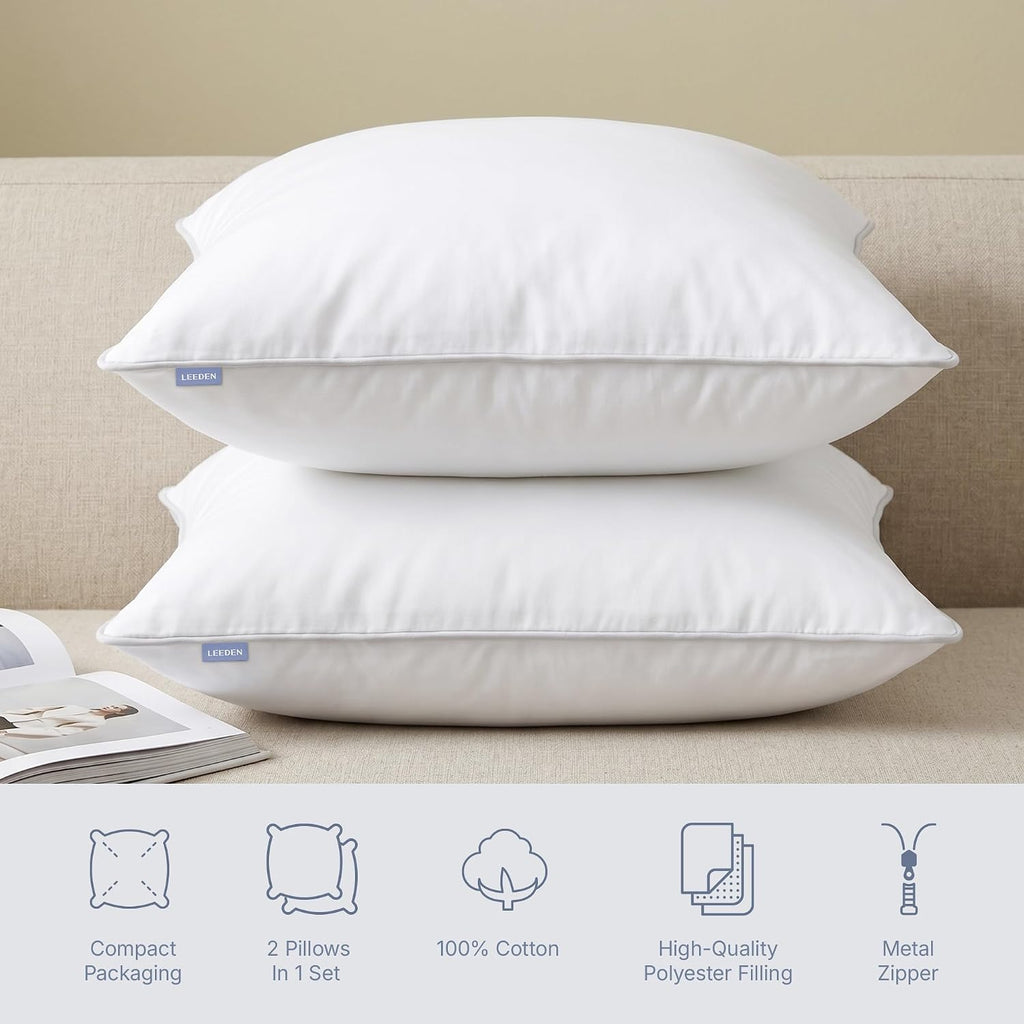 18x18 Throw Pillow Inserts-100% Cotton Cover - Set of 2