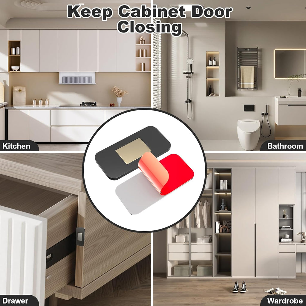 5 Pack Magnetic Door Catch, Ultra Thin Cabinet Door Magnets, Adhesive Drawer Magnets to Stay Closed, Stainless Steel