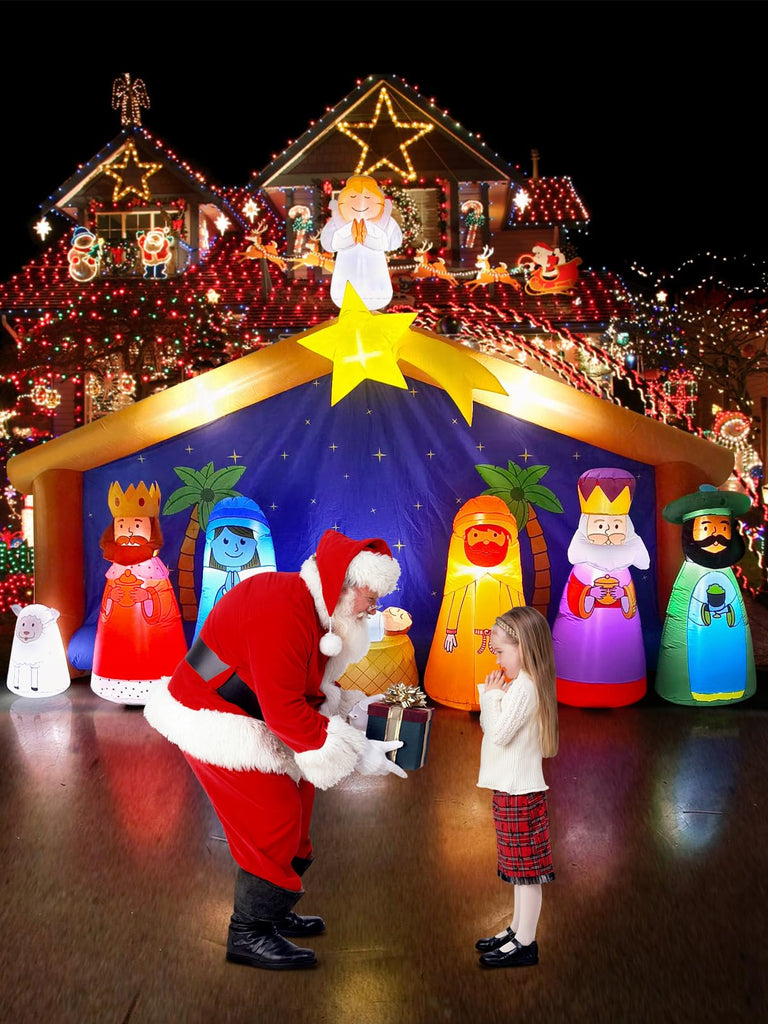 12.5FT Nativity Scene Inflatable Outdoor, Christmas Inflatables